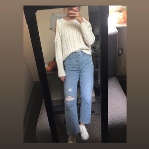 Cream Off the Shoulder Knit Sweater